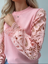 PHOEBE LACE SLEEVE JUMPER - PINK