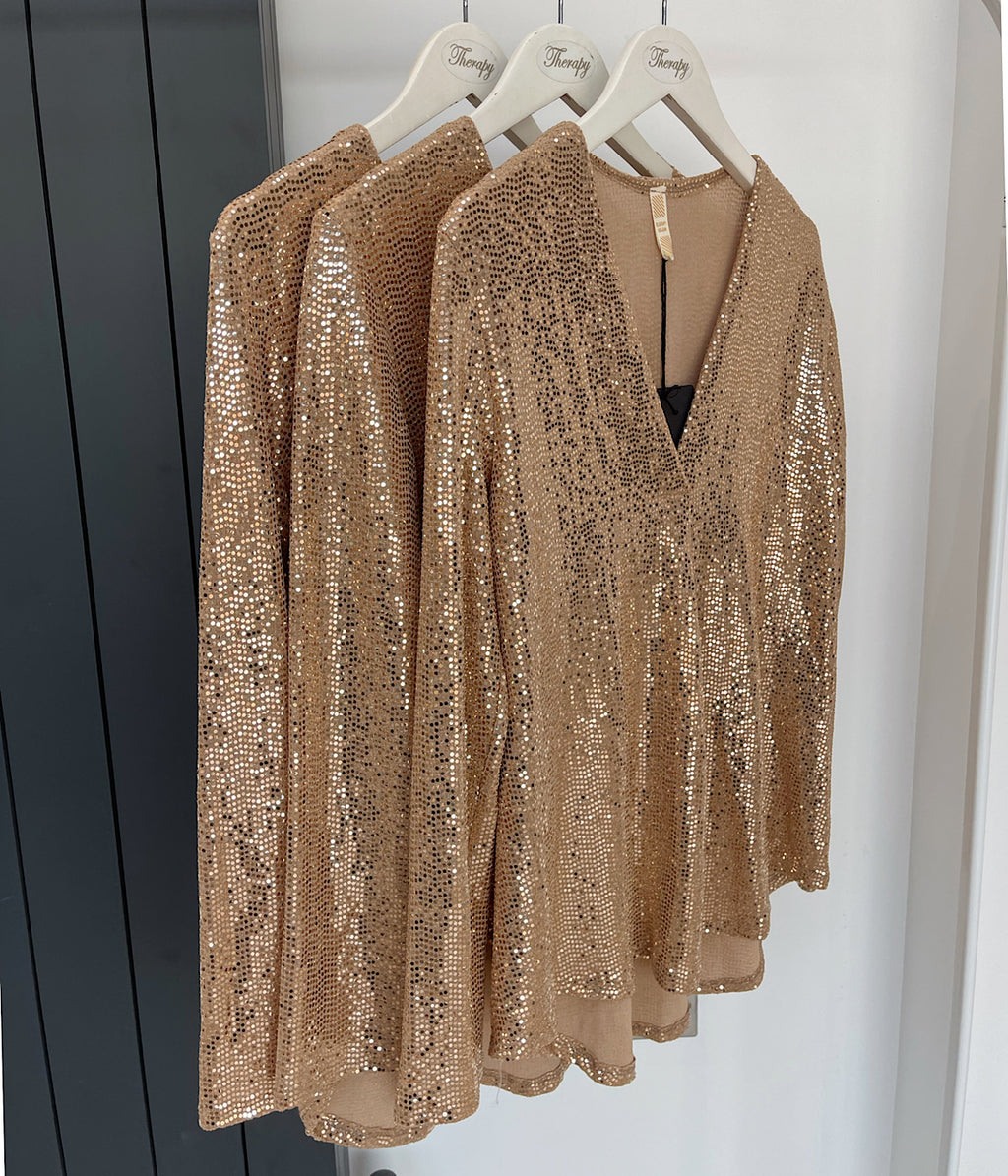 Ada Sequin Blouse - Gold