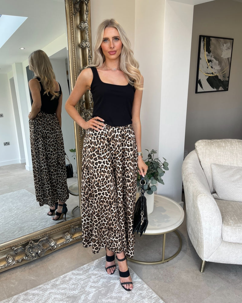 Lorna Leopard Print Jumpsuit - Black